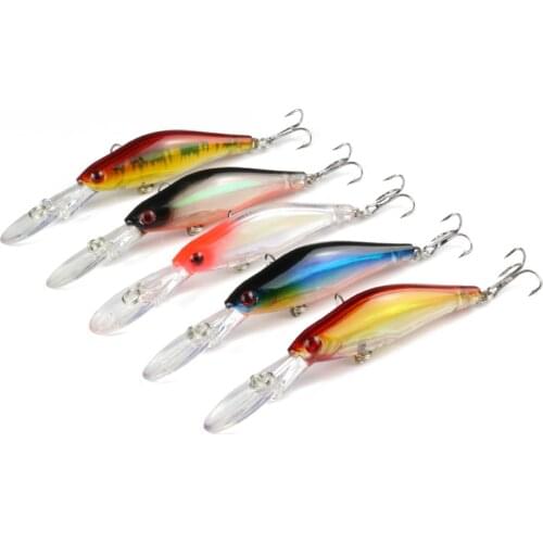 5Pcs Reflective Minnow Artificial Hard Fish Bait 9.5cm 7g Long tongue Lure Swimbait CrankBait Wobbler Fishing Tackle