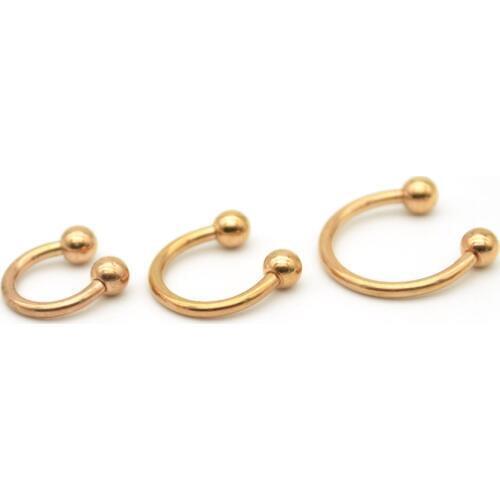 Rose Gold Horseshoe Ring Labret Lip Rings With Ball Circular Barbell Nose Hoops Septum Piercing 316L Stainless Steel Earrings