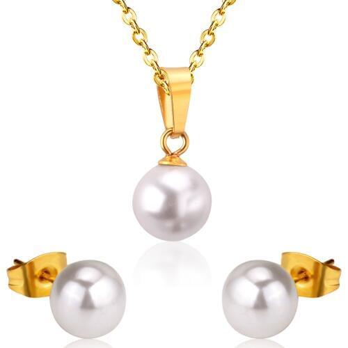LUXUKISSKIDS Fake Pearl Necklace Earrings Jewelry Set For Women Wedding Dubai African Bridal Fashion Jewelry sets
