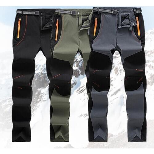 Men Autumn Winter Elastic Jogging Pants Waterproof Quick Dry Plush Warm Pants Outdoor Trousers Autumn Casual Outdoor Cargo Pants