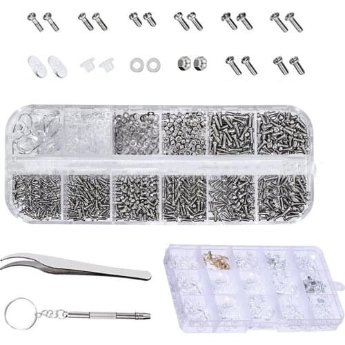 Sunglasses Eyeglasses Repair Kit 1100PCS Tiny Screws 150 Pairs Nose Pads Screwdriver Precision Tweezer Eyewear Accessories
