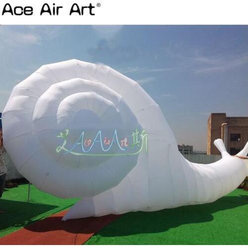 Outdoor advertising giant white color inflatable artificial snail animal cartoon model for festival parade
