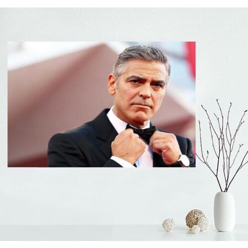Custom George Clooney Poster Wall For Living Room Art Poster Decoration Silk Fabric Bright Smooth No Frame Morden Print Wall