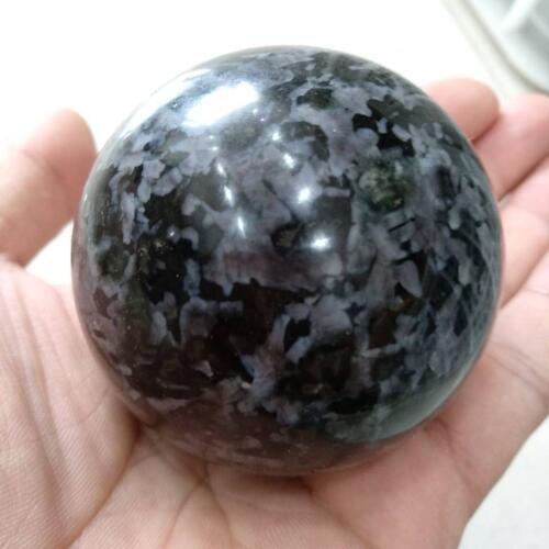 NATURAL GABBRO POLISHED SPHERE BALL 55-60mm FROM MADAGASCAR CALCIUM PLAIOCLASE