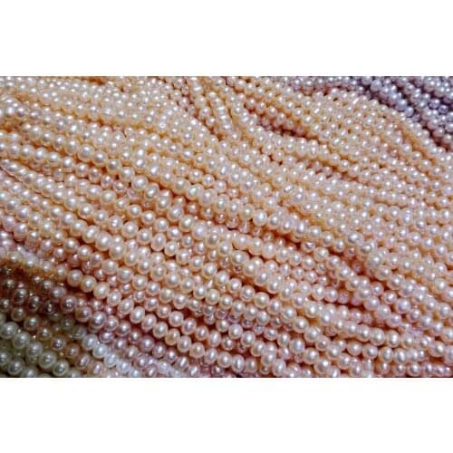 Natural Freshwater pearl 6-7MM Bright pink real pearl Loose Beads one strands 15'' DIY