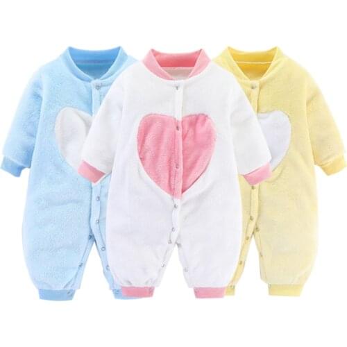 New 1/2Pcs Newborn Baby Boys Girls Romper Soft Flannel Long Sleeve Love Print Infant Jumpsuit Pajamas Clothes Outfits
