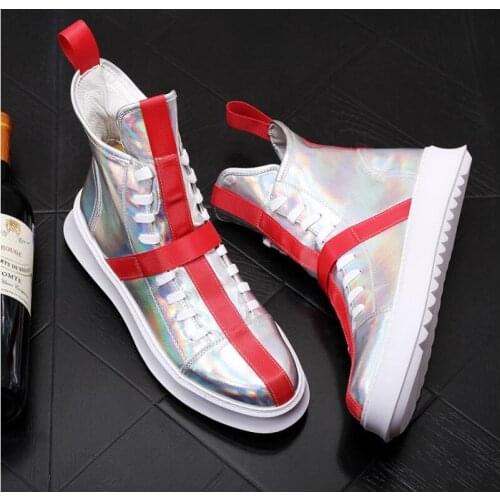 New style high-top junior mens casual shoes platform platform platform platform boots mens web celebrity casual shoes
