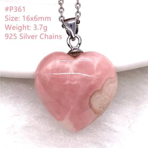 Natural Heart Red Rhodochrosite Beads Pendant Jewelry For Women Men Healing Love Stone Crystal 925 Silver Chains Gemstone AAAAA