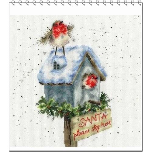 Santa, please stop here 25-35 Cross Stitch Set Cross-stitch Kit Embroidery Needlework Craft Packages Cotton Fabric Floss