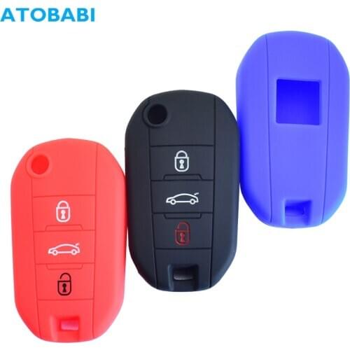 Silicone Car Key Cover For Citroen C4 Cactus Peugeot 508 208 308 T9 2008 Folding Keychain Holder Remote Control Protector Case