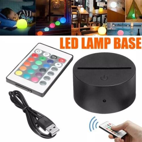 Modern USB Cable Remote Control Night Light Touch Switch Acrylic 3D Led Night Lamp Assembled Base for Home Bedroom Decor