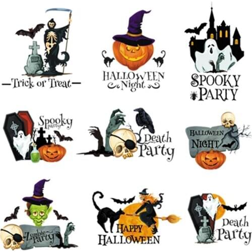 Trick Or Treat Patch Vinyl Appliqued Fashion Tops Diy Heat Transfer Patches Heat Print On Shirt Jeans
