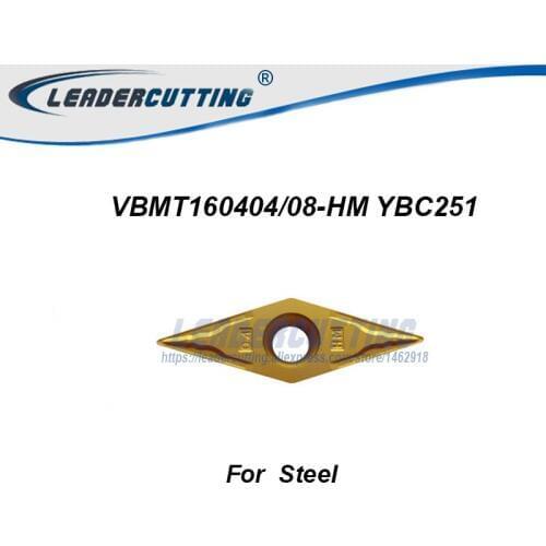 VBMT160404-HM VBMT160408-HM YBC251 YBC252 *10pcs Turning carbide inserts.Turning blade for SVVBN/SVJBR, Yellow coating for Steel