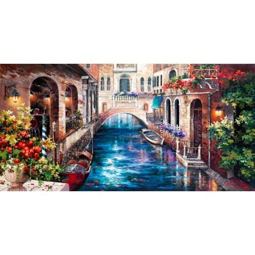 Venice Bridge Cross Stitch Kits Color 14CT Unprinted For DIY Embroidered Handmade Arts Set Wall Home Decor Handmade