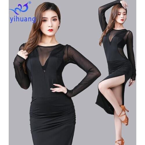 High Quality Women Latin Dance Dress Long Sleeves Ballroom Salsa Practice Costumes Dance Performance Wear