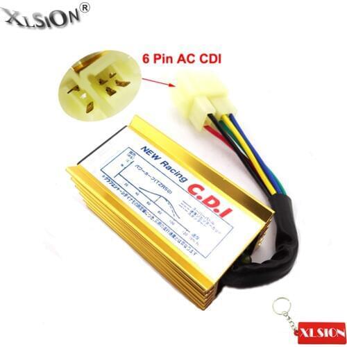 XLSION Racing 6 Pin two Squre Plug AC CDI Ignition Box For 50cc 110cc 125cc 150cc 200cc 250cc Pit Dirt Bike Scooter ATV Quad