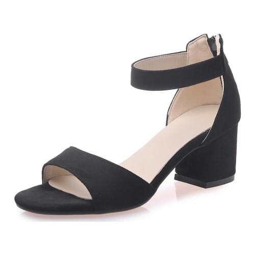 Big Size11 12 13 14 15 16 high heels sandals women shoes woman summer One-word buckle, thick-heeled, open-toed sandals