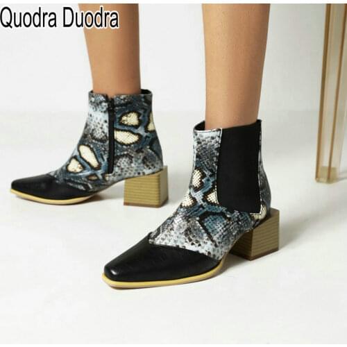 Women boots new Winter/Autumn Warm Plush thick high heels Shoes black PU chunky pointed toe brown fashion plus size 47 33-48