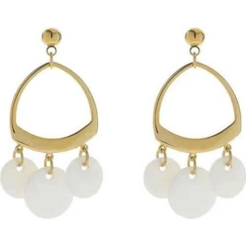 POTCET Womens Shell Disc Earrings Geometric Fashion Retro Hip Hop Personality Party Jewelry