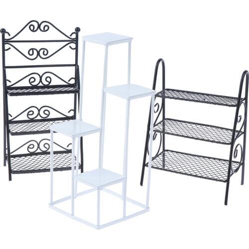 1:12 Dollhouse Miniature Rack Iron Shelf Flower Stand Decoration Accessories Handmade Toys Gift for Kids