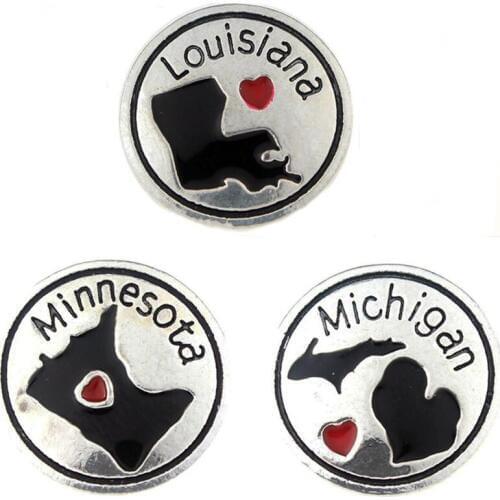 10pcs/lot Snap Jewelry Metal 18MM Snap Buttons Bracelet State Design Alloy Snap fit Charm Bracelets For Women