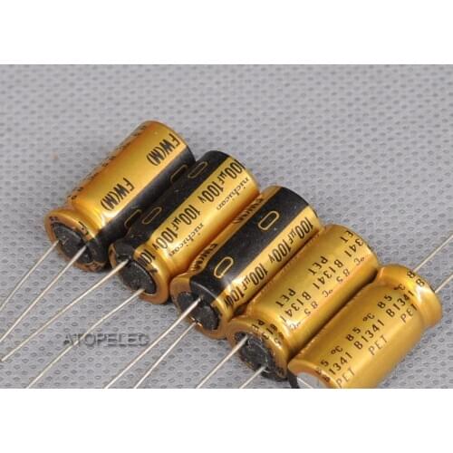10pcs Nichicon FW 100uF/100V Electrolytic Capacitors Hi-Fi Audio