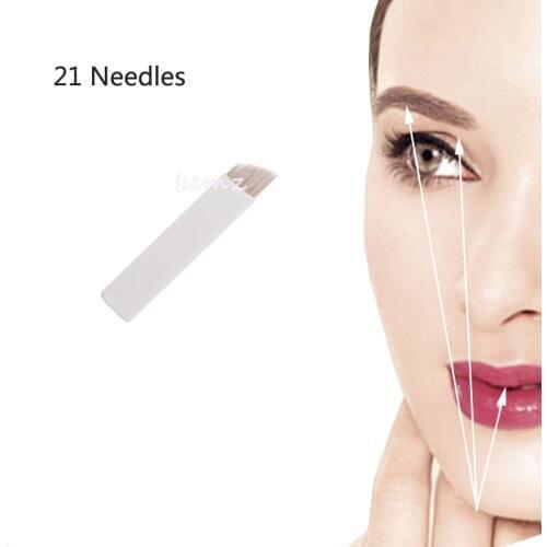 100PCS 21 Pins Tattoo Blades Needles Miicroblading Needles For Eyebrows Lips 3D Embroidery In Tattoo Needles free shipping