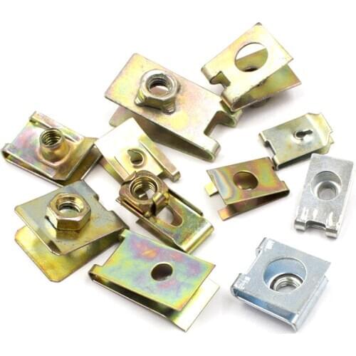 100Pcs Mixed Car Body Door Panel Trims Fixed Screw U Type Gasket Clips Premium Metal Universal Accessory