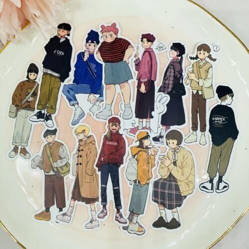 13PCS girl and boy sticker for kids homemade book stickers on laptop / decorative scrapbooking / DIY