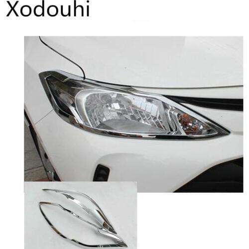 For Toyota Vios/Yaris Sedan 2017 2018 2019 Car Body Front Head Light Lamp Frame Sticker Styling Cover Trim 2pcs