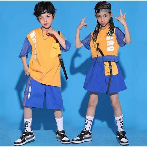 2021 Kids Jazz Dance Clothes Summer Street Dance Practice Outfit Hip Hop Costume Suit Ballroom Dancing Performance Wear BL6440
