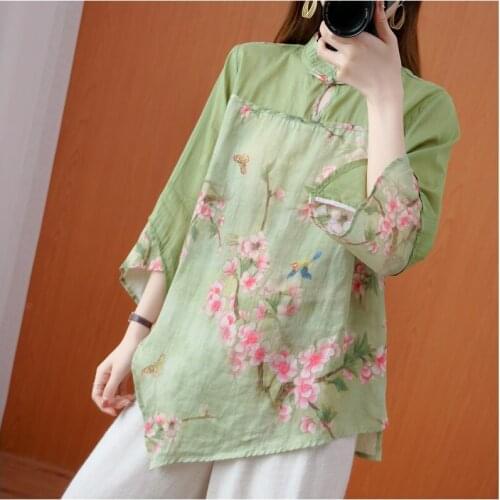 2021 Cheongsam Blouse Traditional Cheongsam Oriental Chinese Clothing For Women Tops Hanfu Chinese Qipao Cheongsam Top 30999