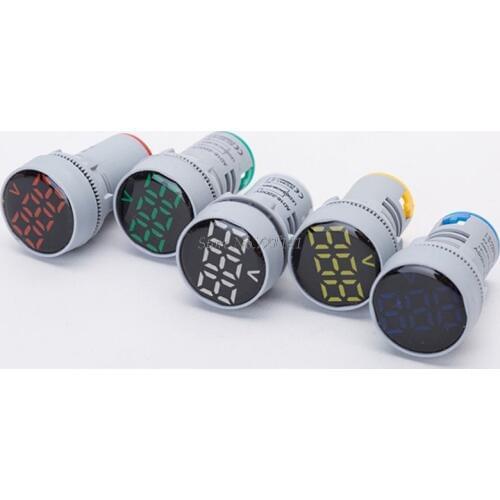 22mm LED Digital Display Gauge Volt Voltage Meter Indicator Signal Lamp Voltmeter Lights Tester Combo Measuring Range 24-500V AC