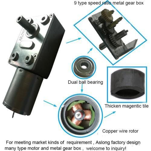 24v 370 dc motor with reduction metal gear case low noise long life gear motor 6mm shaft with internal thread from 2rpm to 160r