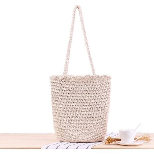 Aaby 2021 Summer Fashion Cotton String Bags For Women High Capacity Casual Tote Bags With Lining String For Beach Vacation