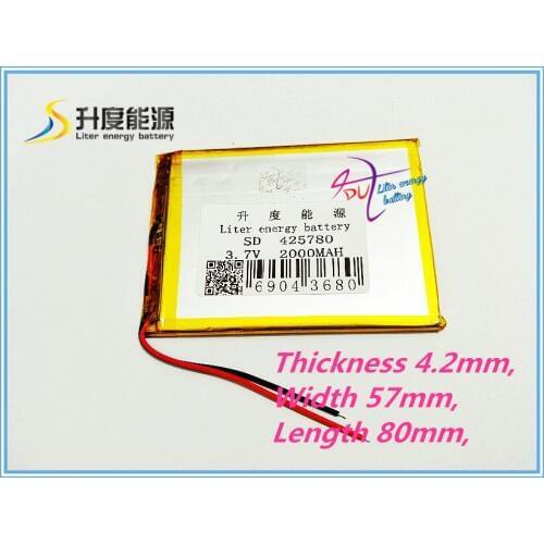 Best battery brand Size 425780 3.7V 2000mah tablet battery with Protection Board For MP4 DVD GPS Tablet PC