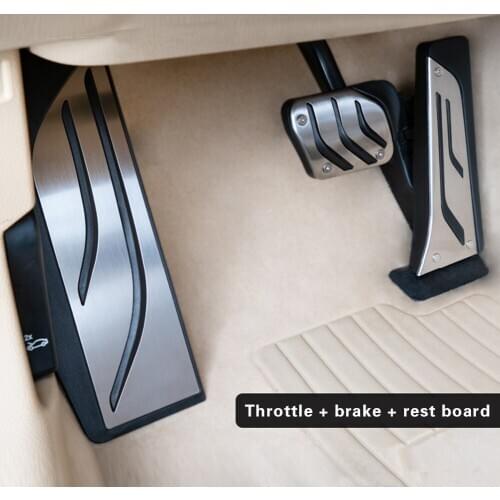 Car Brake Accelerator Accessory Stainless Steel Gas Brake Pedal Cover Foot Rest Pad Set for BMW 5 Series 18-20