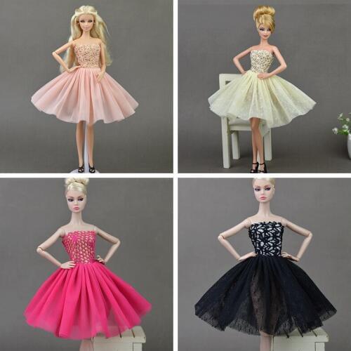 Doll Accessories Sexy Fashion Dress For Barbie Doll Costume Off Shoulder Dresses Lace Gauze Dress Doll Clothes Gift Kids Toy