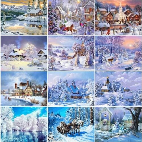 EverShine Diamond Embroidery Full Square Kits Landscape DIY Beaded Drill Cross Stitch Diamond Art Painting Winter Handmade Gift