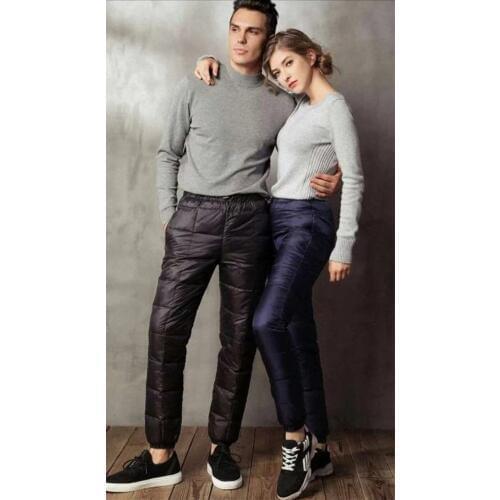 High quality Down pants Winter Men Women Thick warm White duck down trousers New Couple windproof waterproof pants Plus size 5XL