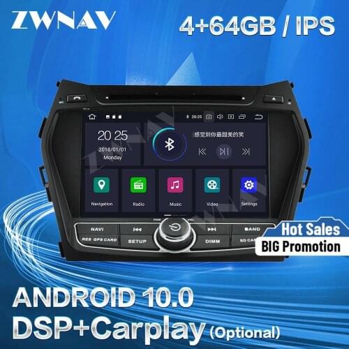 Carplay For Hyundai IX45 Sante Fe 2013 2014 2015 2016 2017 2018 Android 10 Player GPS Auto Audio Stereo Radio Recorder Head Unit