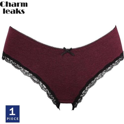 Charmleaks Women Panties Lace Briefs Mid Waist Bow Knot Cotton Soft Underwear 1 PCS