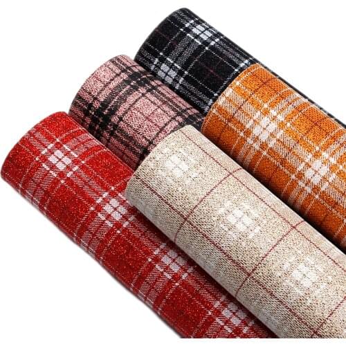 David accessories 20*33cm Fine Glitter Plaid Faux Synthetic Leather Fabric DIY Bow Leather Sheets Home Decoration,1Yc7549