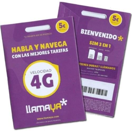 Cheap prepaid SIM card call with 5 euro balance for domestic/international calls low cost. Coverage Yoigo