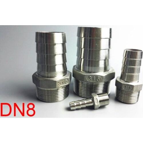 DN8 1/4 ss316 sus 316 316L stainless steel pagoda hose joint Barb fitting reducing coupling water pipe connector hose coupler