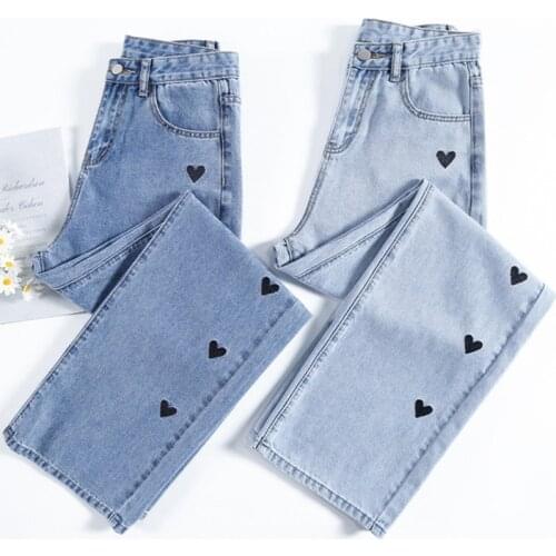 Jeans Woman High Waist 2021 Spring Streetwear Wide Leg Long Womens Pants Vintage Femme Casual Baggy Straight Denim Trousers