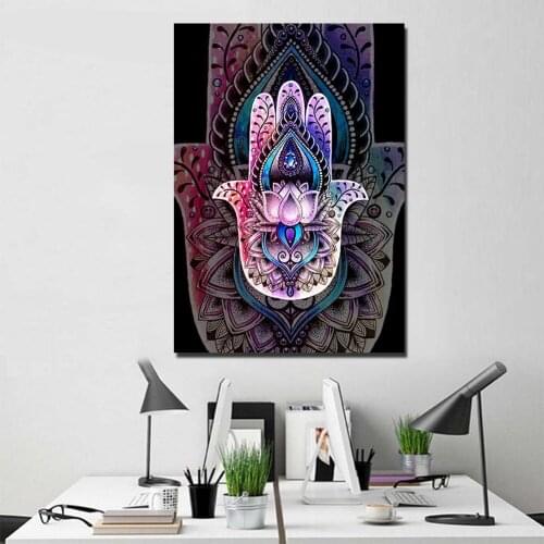 Hamsa By Brizbazaar HD print 1 piece Lotus ArtSailing decorative large canvas wall art paintings for living room CU-3438D