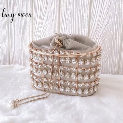 Crystal Wedding Clutch Bag Luxury Designer Women Handbags High Quality Rhinestone Metal Hollow Velvet Ladies Party Purse ZD1784