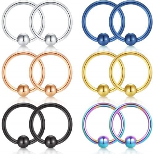 Nose Hoop Ring Septum Tragus Earring Horseshoe Captive Bead Piercing Tongue Rings Body Jewelry for Women 14G 16G 18G 20G 22G