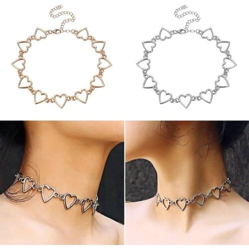 Kpop Harajuku Goth Metal Hollow Heart Neck Chains Choker Necklaces For Women Egirl Party Cosplay Aesthetic Accessories Jewelry